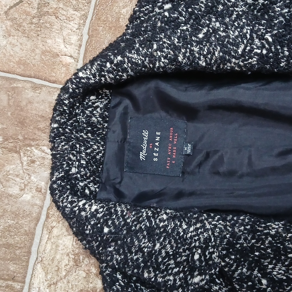 GUC Madewell Sezane Black and White Tweed Jacket Size Medium - Picture 3 of 6